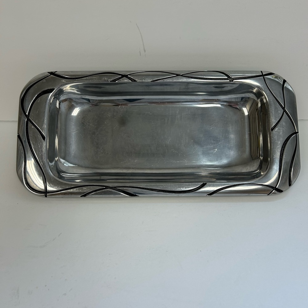 Lenox Vibe Bread Vegetable Tray Dish Metal Serveware  14.5 Inch